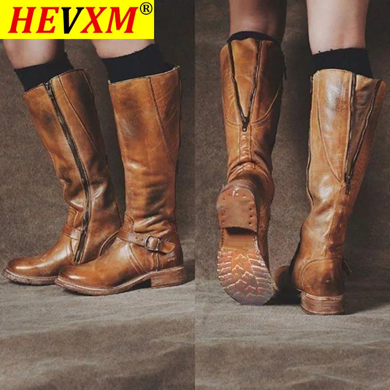 Женские сапоги до колена Черные и коричневые теплые высокие из искусственной