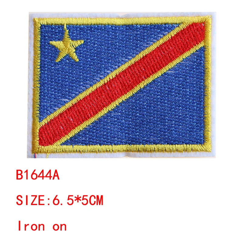2 Pcs National flags icon Embroidered Iron on Patches for Clothing DIY Stripes Clothes Patchwork Stickers Custom Badges - Цвет: B1644A