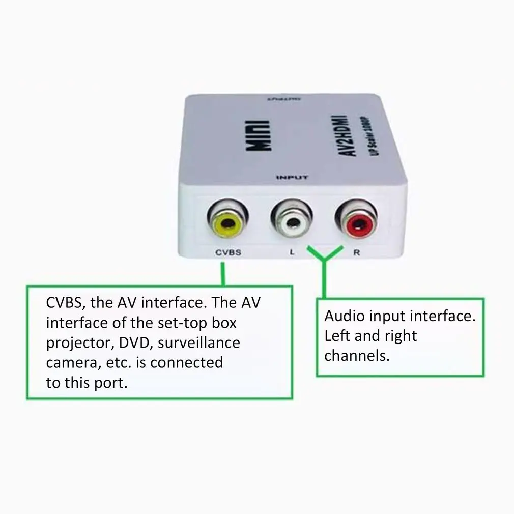 HDMI TO AV Scaler Adapter HD Video Converter Box HDMI to RCA AV/CVSB L/R Video 1080P HDMI2AV Support NTSC PAL