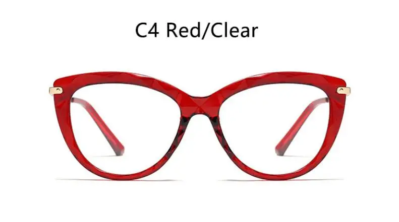 C4 RED CLEAR Прозрачные розовые женские очки, оправа для очков, кошачий глаз, близорукость, ботан, оптическая оправа для женщин, TR90, простые очки oculos armacao - Цвет оправы: C4 RED CLEAR