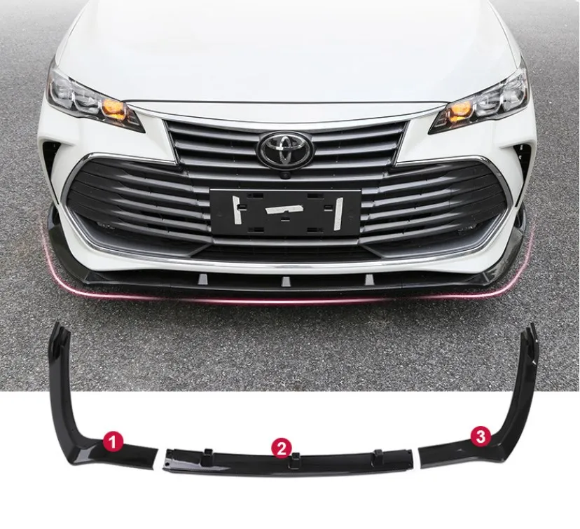 

3PCS ABS Gloss Black Three sections anterior lip For Toyota Avalon 2018-2019