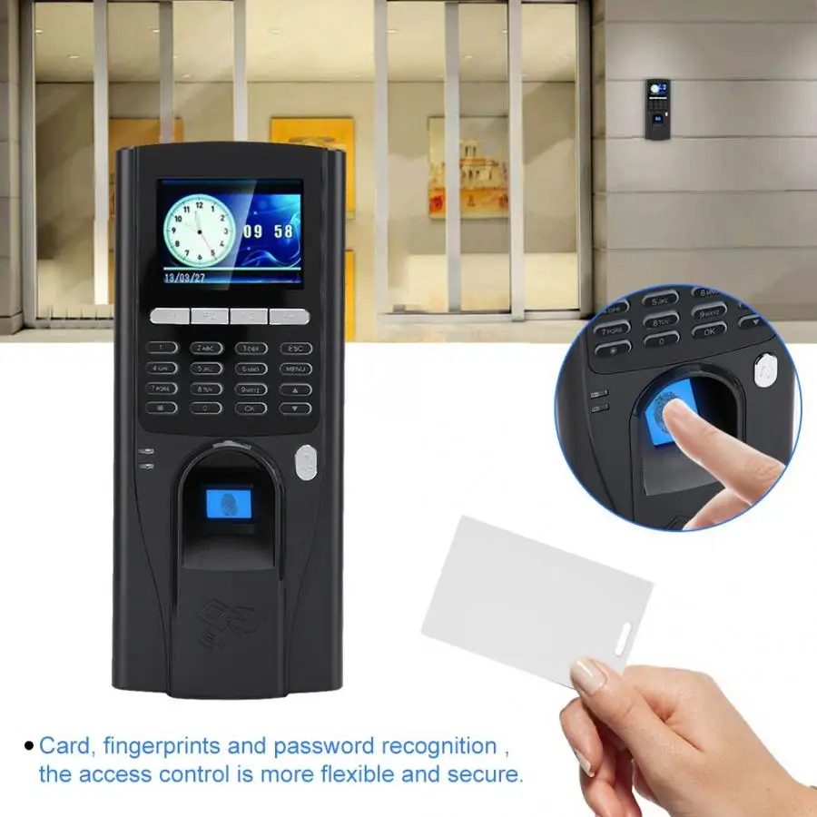 2.4in TFT Посещаемость времени TCP IP 125 кГц пароль отпечатков пальцев RFID карта время посещаемости система контроля доступа