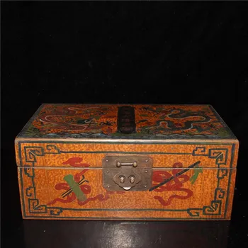 

China old Beijing old goods Set of Patent Painted Dragon Box Horn Bowl