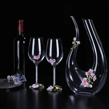 5 шт набор 1 шт 1500 мл u-образный Кристальный графин 2 шт 350 мл Хрустальный бриллиант бокал для вина чашка 2 медведь пробка для вина лучший рождественский подарок