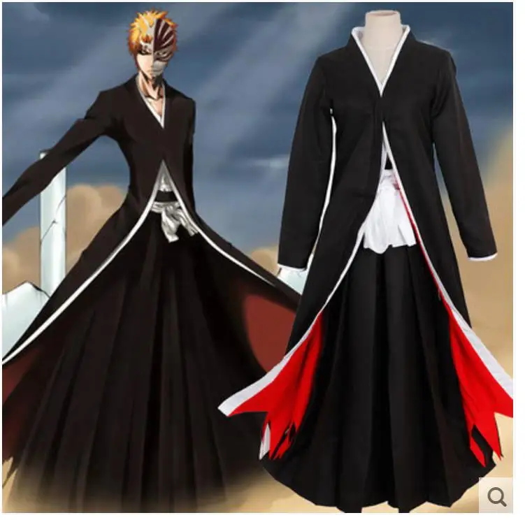 Anime Bleach Ichigo Kurosaki Cloak Robe Pants Cosplay Costume Halloween Uniform