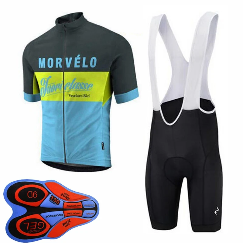 Morvelo Команда Лето Велоспорт Джерси Комплект Одежда для велопрогулок, дышащая мужская рубашка с коротким рукавом велосипед нагрудник шорты 9D гель pad S92522