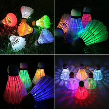 

4PCS Dark Night Playing Badminton Lightweight Glow UV Indoor/Outdoor Durable Lighting Shuttlecock Badminton