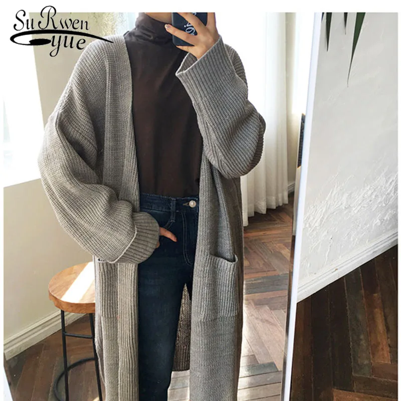 2020 Fashion Women Sweaters Casual Black and Grey Winter Clothes Knitted Long Sleeve Cardigan 5440 50 |