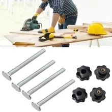 4 jeux de boulons à glissière en T M8x100mm avec bouton en plastique, écrou pour piste d'onglet t track outils de bricolage du bois