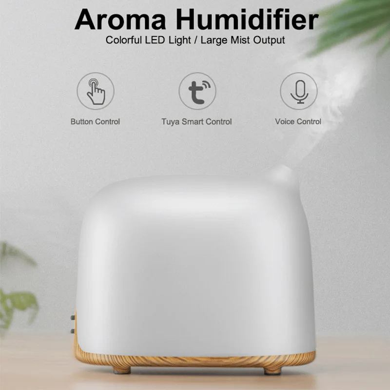 

Cross Border Smart WiFi Fragrance Essential Oil Aroma Diffuser Alexa Aromatherapy Humidifier Wood Grain Fragrance Lamp
