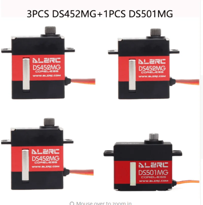 ALZRC 3PCS DS452MG Servos+1PCS DS501MG tail Servo For 380 450 480 500 RC Helicopter airplane