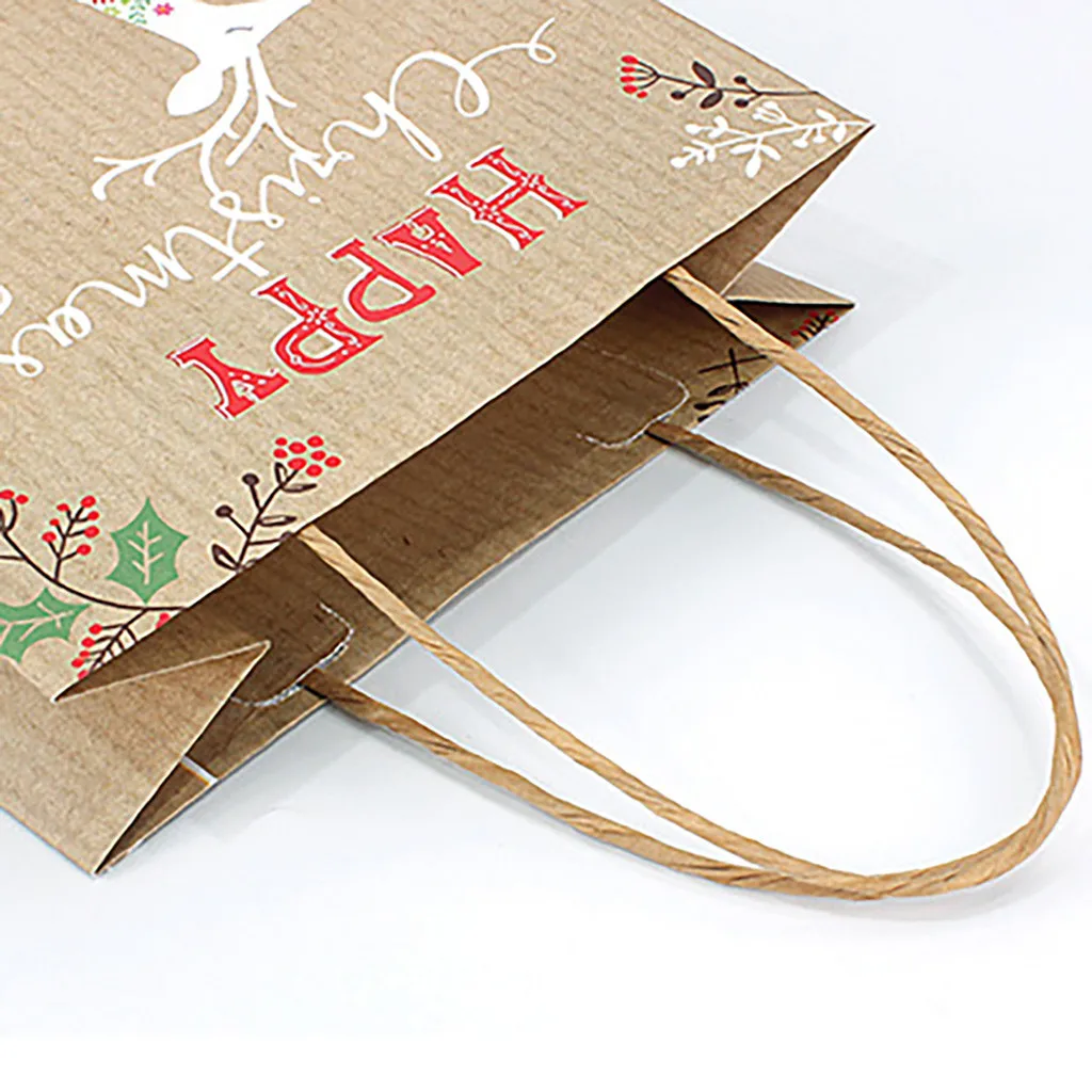 4pc Christmas packaging Gift Paper Bag Packaging Kraft Paper Party Supplies Gift Bag christmas decorations for home navidadF1017