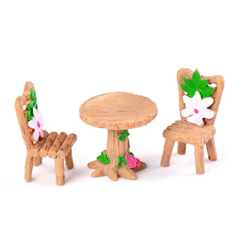 

3pcs/Set Micro Table Fairy Chair Resin Craft Landscape Ornament Garden Miniature Terrarium Figurine Bonsai Decoration