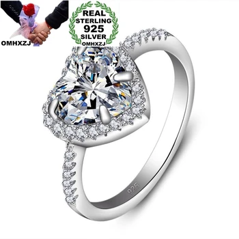

OMHXZJ Jewelry Wholesale RR1126 European Fashion Woman Girl Party Birthday Wedding Gift Heart Zircon 925 Sterling Silver Ring