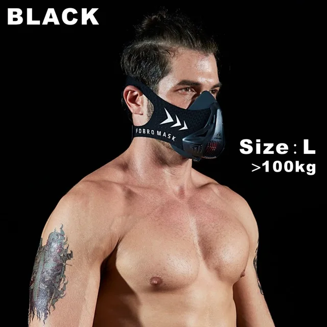 Black L FDBRO Спортивная маска, тренировочная Спортивная маска 3,0 маска для бега для фитнеса, тренажерного зала, тренировки, сопротивление поднятию, кардио, выносливость, дыхание - Цвет: Black L
