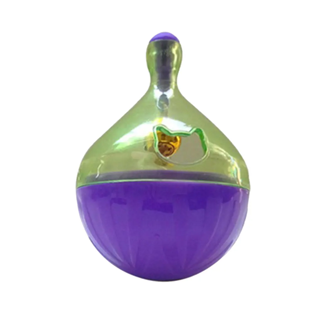 Purple Корм для домашних животных, корм для собак, для упражнений, кошек, 14*9,5 см, с колокольчиком, Забавный дозатор для еды, стакан для собак, контейнер для игрушек, для обучения, ABS PC - Цвет: Purple