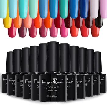 

FingerQueen 7.5ML UV Gel Varnish Nail Polish Set For Manicure Gellak Semi Permanent Hybrid Nails Art Off Prime White gel nail