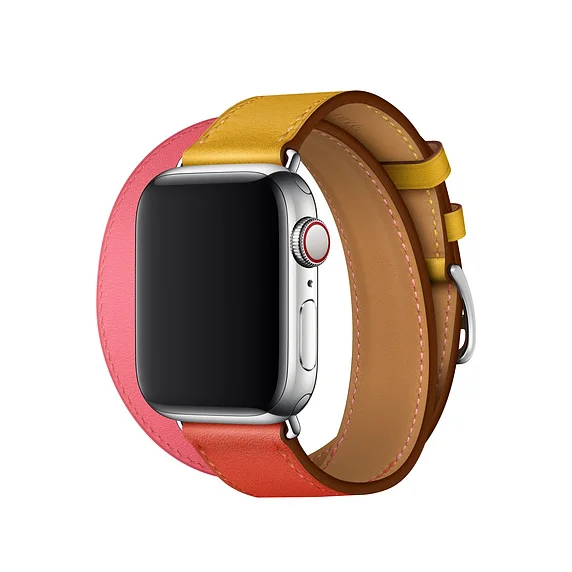 yellow red Серии 3/2/1 натуральная кожа ремешок для наручных часов Apple Watch 38 мм 40 мм 42 44 мм для наручных часов iwatch серии 5 4 кабель-браслет на запястье - Цвет ремешка: yellow red