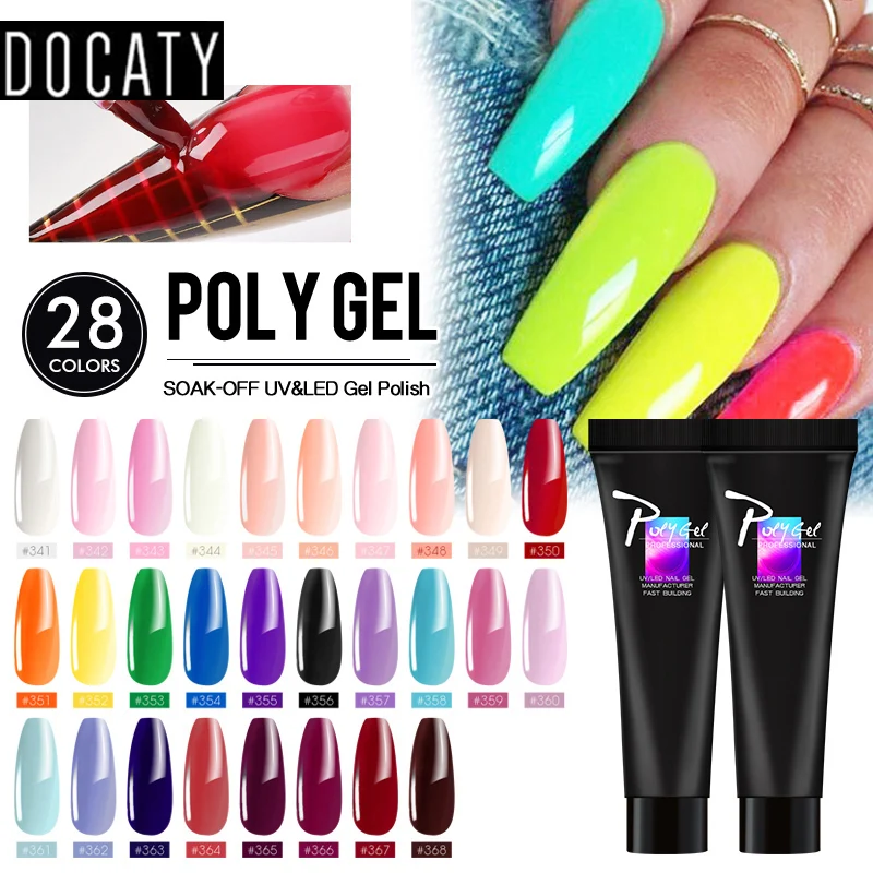 Полигель Docaty для наращивания ногтей неоновый Быстросохнущий гель французского
