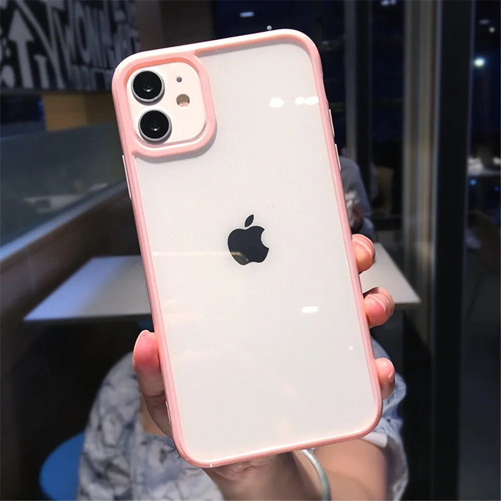 moskado Candy Color Border Shockproof Phone Case For iPhone 12 Mini 11 Pro Max XR X XS Max 8 7 6S Plus SE 2021 Clear Back Cover