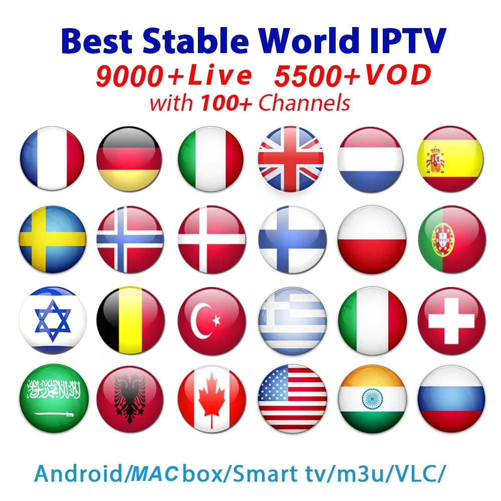 

Spain Spanish iptv subscription m3u iptv France Germany Italy Portugal For Android tv Box Enigma2 m3u Smart TV PC 9000+Live IPTV