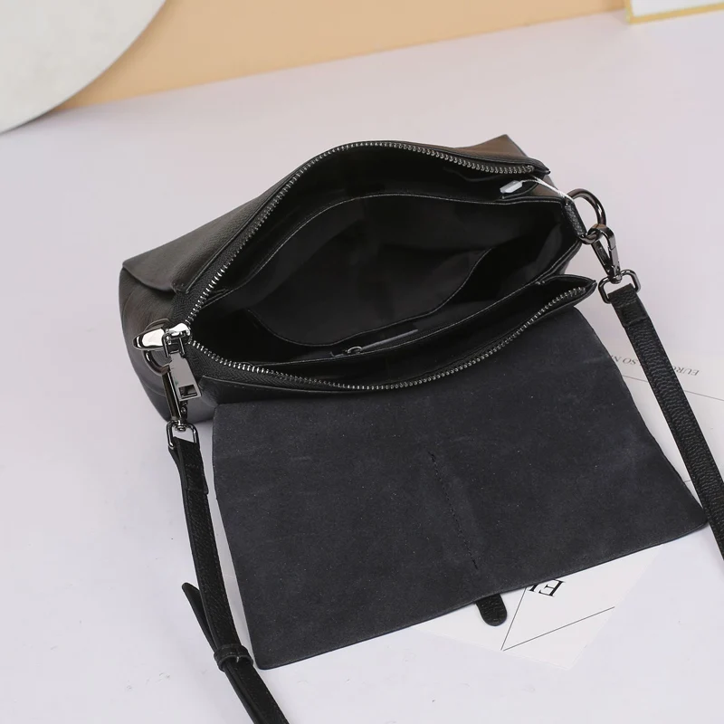 3 Compartments, Girl Flap Bag,100% Natural Cowhide,Women GENUINE LEATHER Shoulder bag,Fashion Female Crossbody bag T052