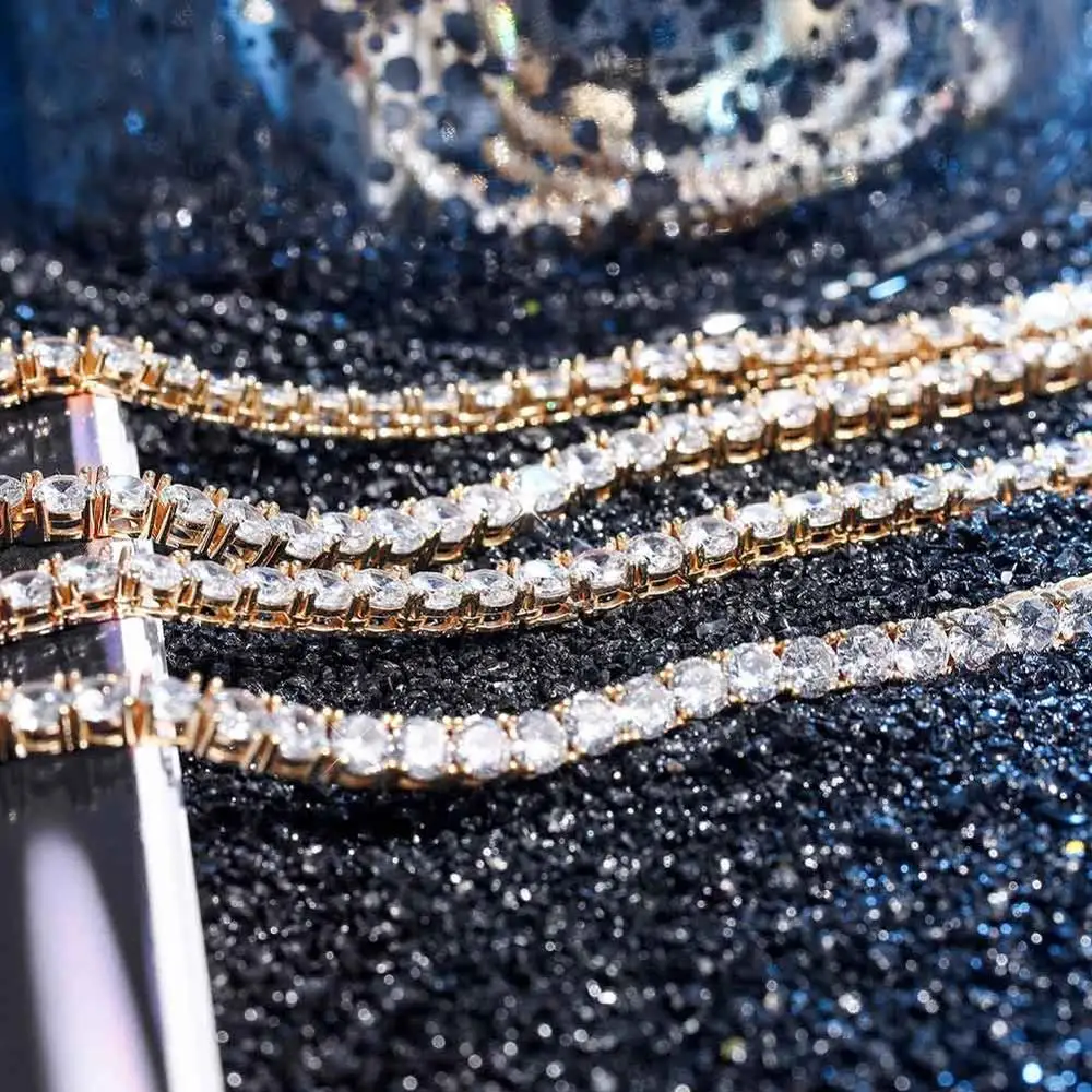 Online GUCY 2,5 10mm de todos los tamaños de circonita cúbica 1 Fila de cadenas de tenis collares Hip hop joyería oro plata Color hombres CZ collar