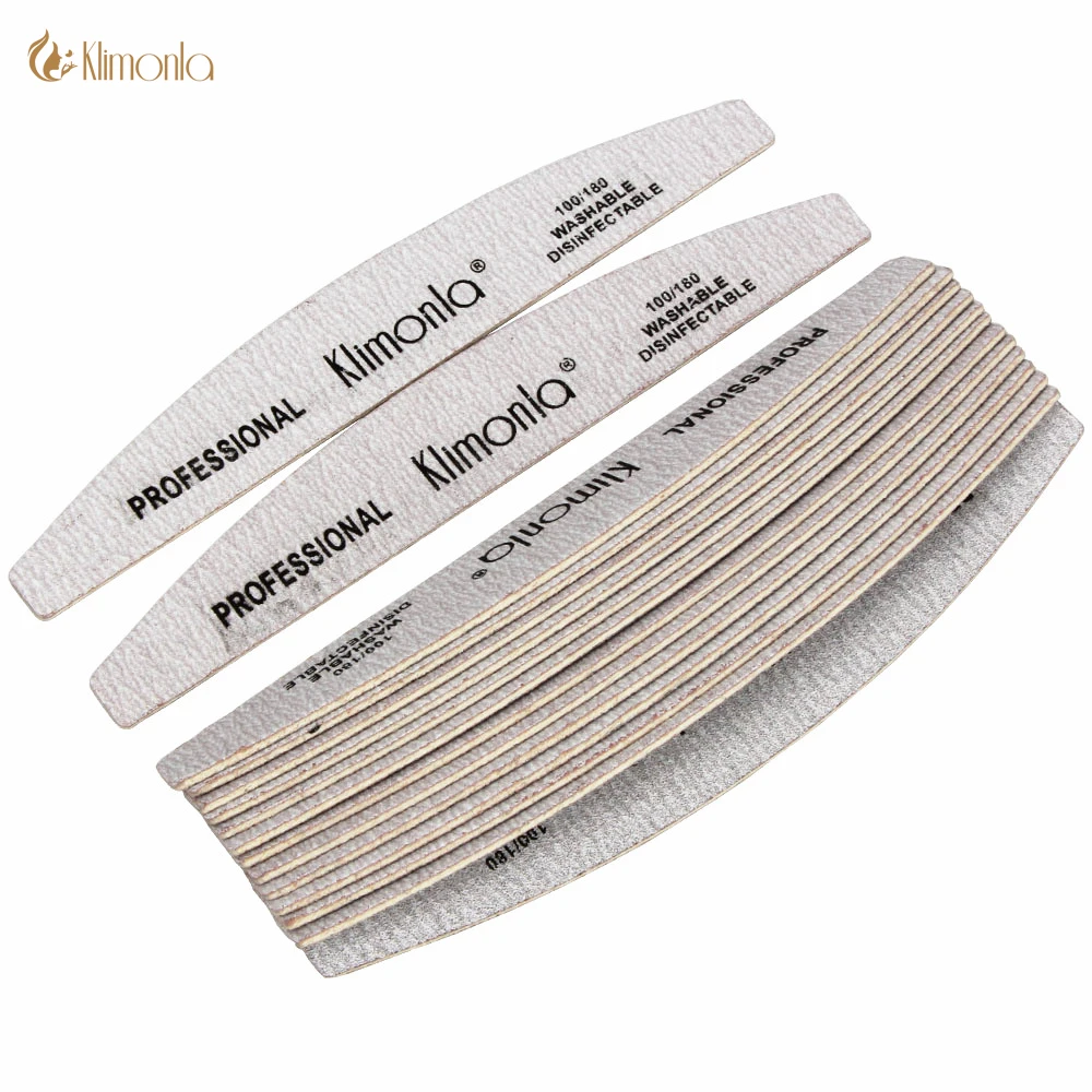 

25Pcs/Lot Klimonla Wooden Buffer Emery Board Nail File 100/180 Grit Lime a ongle Gray Boat-Shape UV Gel Manicure Nail Care Tools