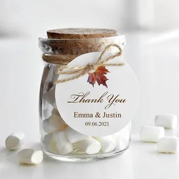 

Thank You Tags Wedding Favor Tag "Fall in Love" Personalized Wedding Tags Bridal Shower Tags Square or Round