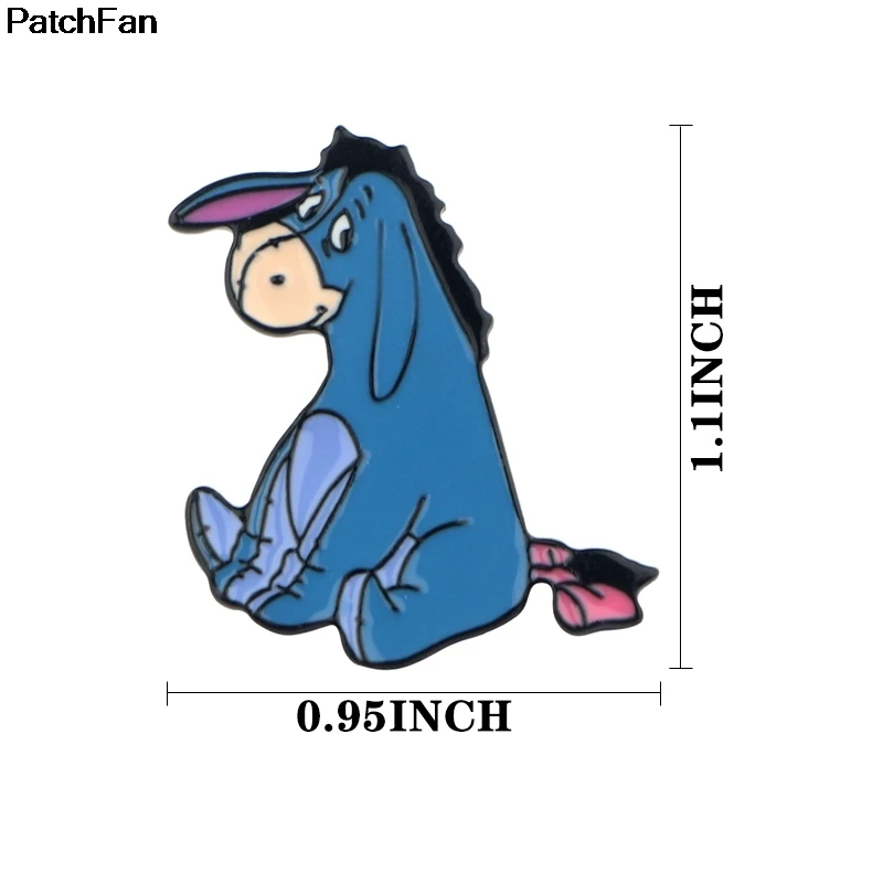 20pcs/lot Patchfan cute donkey cartoon Funny Pins backpack clothes brooches for men women hat decoration badges medals A2454