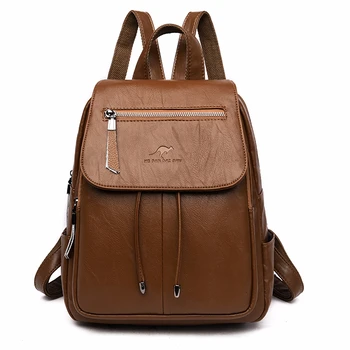 

2019 Women Leather Backpacks High Quality Sac A Dos Large Capacity School Bags For Girls Travel Shoulder Bags Back Pack Female