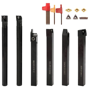 

6Pcs 10mm Shank Lathe Turning Tool Holder Boring Bar Lathe Tools Lathe Cutter Metal Turning Rod