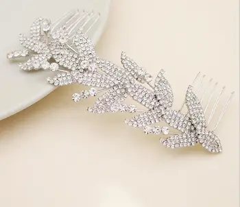 

Handmade Rhinetone Leaf Hair Combs Hair Accessories for Women Beautiful Bridal Hair Piece Wedding Jewelry Hair Accessories