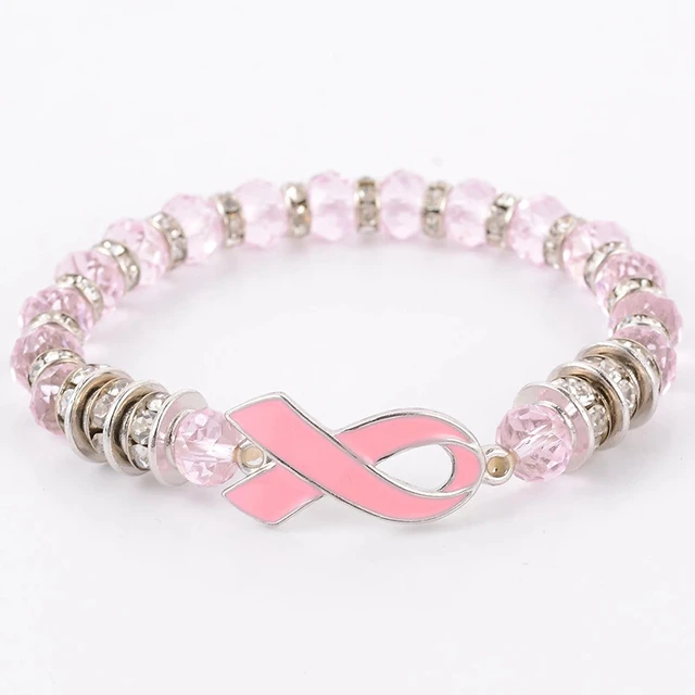 50pcs Silver Color Hope Breast Cancer Awareness Ribbons Charm Letter Charms  for bracelets 18x17mm A608