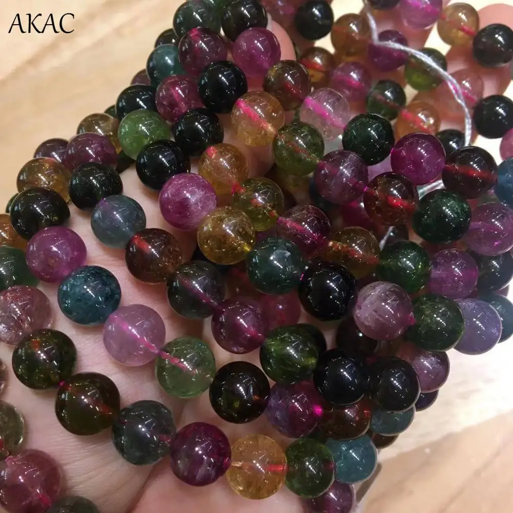 

Free shipping approx8-8.5 approx22-23beads 100% AAAAA natural colorful tourmaline bracelet beads