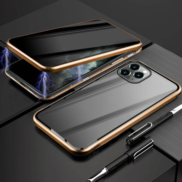 Магнитный абсорбирующий чехол, совместимый с iPhone 11 Pro Max, двухсторонний чехол из закаленного стекла, OC
