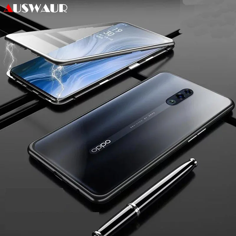 

Magnetic Double Tempered Glass Phone Case Cover for OPPO F9 F11 Pro K1 K3 K5 A3S A5 A7X AX7 A9 A9X 2020 Magnetic Glass Case