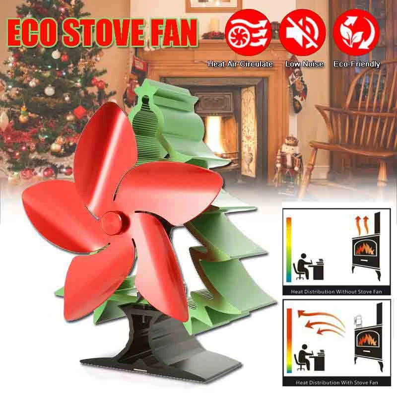

Christmas Tree Themed Heat Powered Stove Fan for Log Wood Burners 5 Blades Heater Stove Fan
