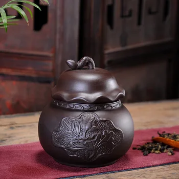 

Black purple sand black mud tea jar special portable tea jar sealed jar storage Pu 'er storage jar medium kung fu