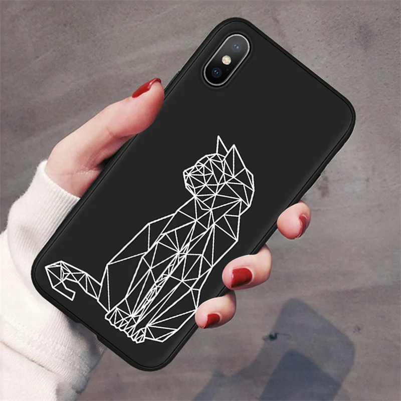 Роскошный чехол с животными для iPhone XR X Xs Max 8 7 6 Plus 6S 5S SE Черный силиконовый чехол для телефона мягкий умный чехол с единорогом и оленем Fundas