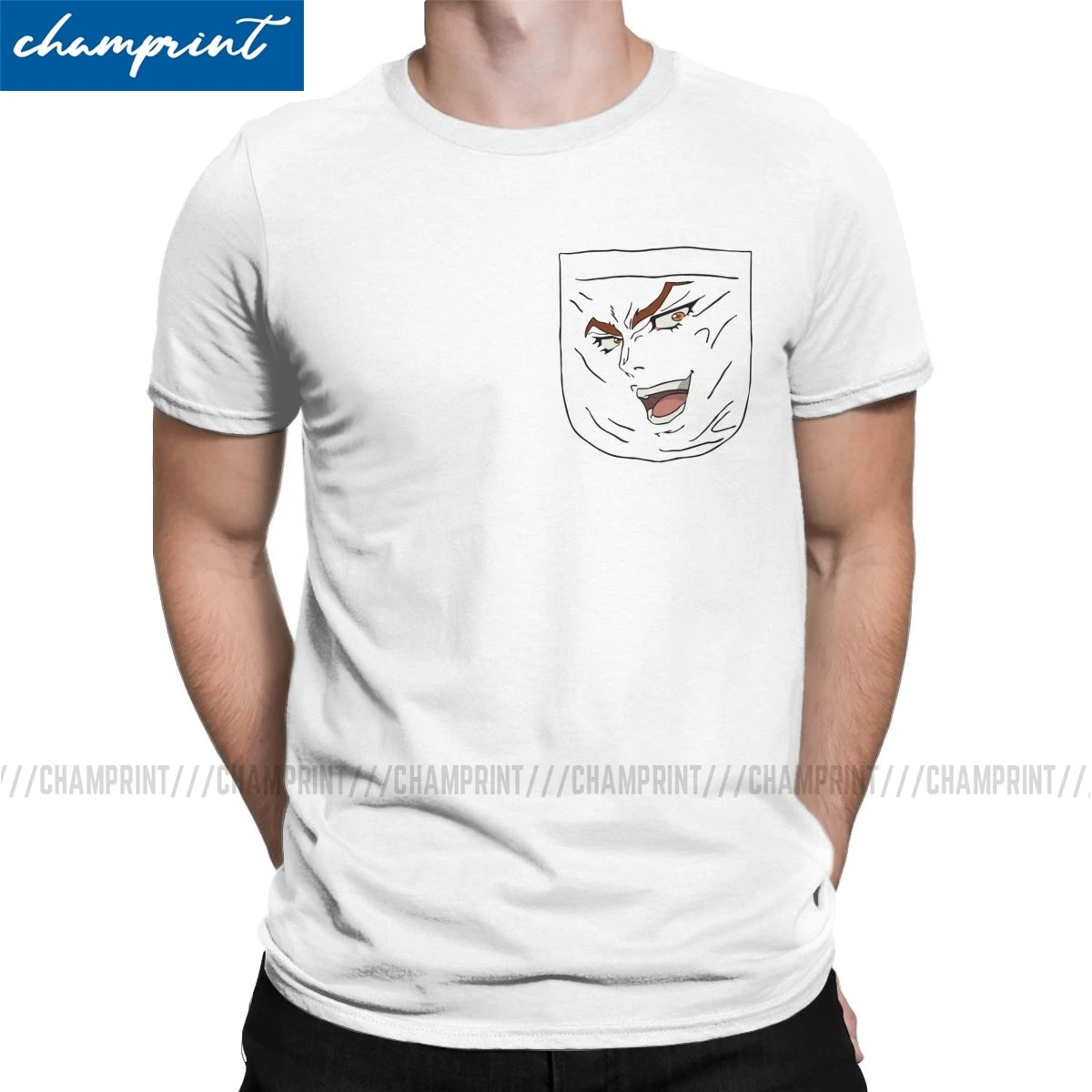 

Kono Dio Da Pocket T-Shirt for Men Jojos Bizarre Adventure Anime Jjba Manga Creative Tee Shirt O Neck T Shirts Summer Clothing