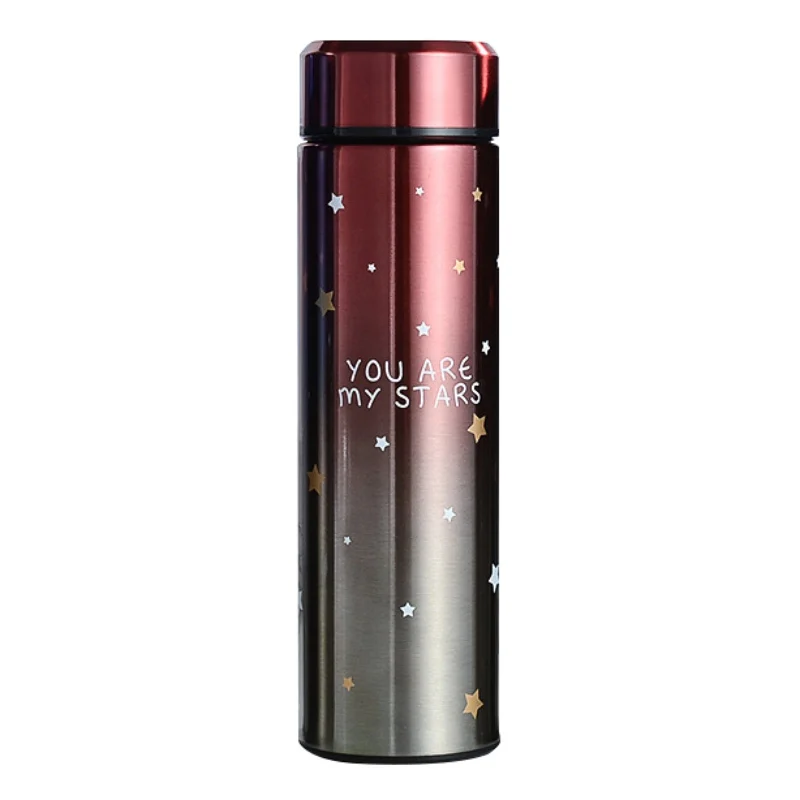 500ML Stainless Steel Vacuum Insulated Water Bottle Leak-Proof Sports Flask Travel Tumbler Thermoses Bottle Gifts Thermoses Cup - Color: R