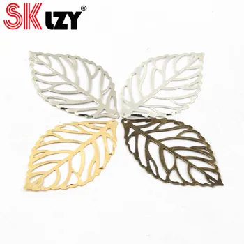 

50pcs Gold Silver Leaf Filigree Wraps Metal Charms For Embellishment Scrapbook DIY Jewelry Metal Craft Wraps Ear Accessories