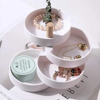 

Rotatable Jewelry Box Creative Cosmetics Container Stud Earring Necklace Organizer Tray Multi-layer Multi-functional Jewelry Box