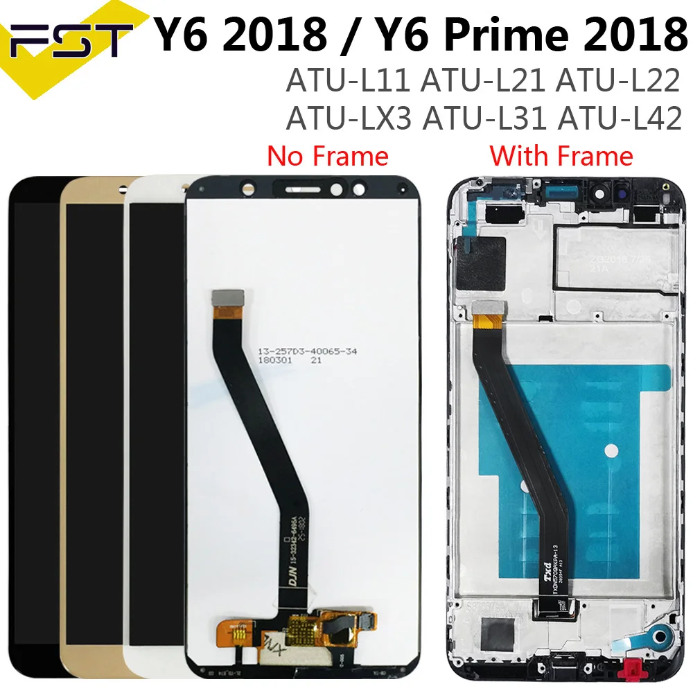 ЖК дисплей и сенсорный экран для Huawei Y6 2018 ATU L11 L21 L22 LX1 LX3 L31 L42 с рамкой Prime 2018|Экраны