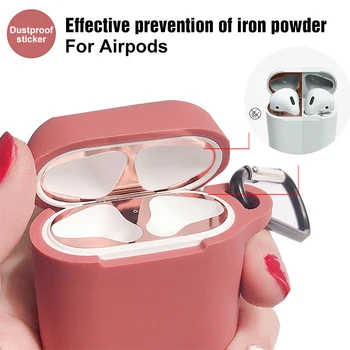 

2PCS Metal Dust Guard Sticker for Apple AirPods 1 2 Case Cover Accessories Protection Sticker Skin Protecting Air Pods 2 1