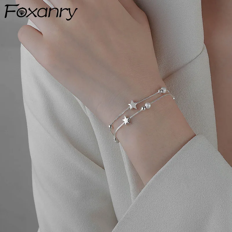 Женские браслеты FOXANRY из стерлингового серебра 925 пробы Модные Элегантные