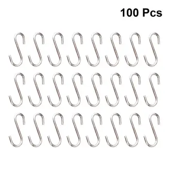 100PCS DIY Mini S-shaped Hooks Sturdy S-shaped Hooks Stainless Steel S-shaped Hangers Metal DIY Mini S-shaped Hanging Hooks tanie i dobre opinie CN (pochodzenie)