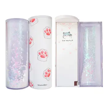 

Quicksand Translucent Pencil Case Multifunction Creative Cylindrical Calculator Stationery School Pen Holder G92E