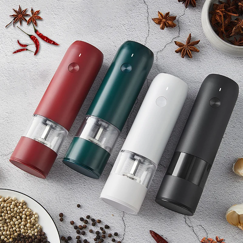 Electric Automatic pepper Grinder USB Spice Mill Herb Grinder Salt shaker with LED Light Adjustable Mill Kitchen Grinding Gadget